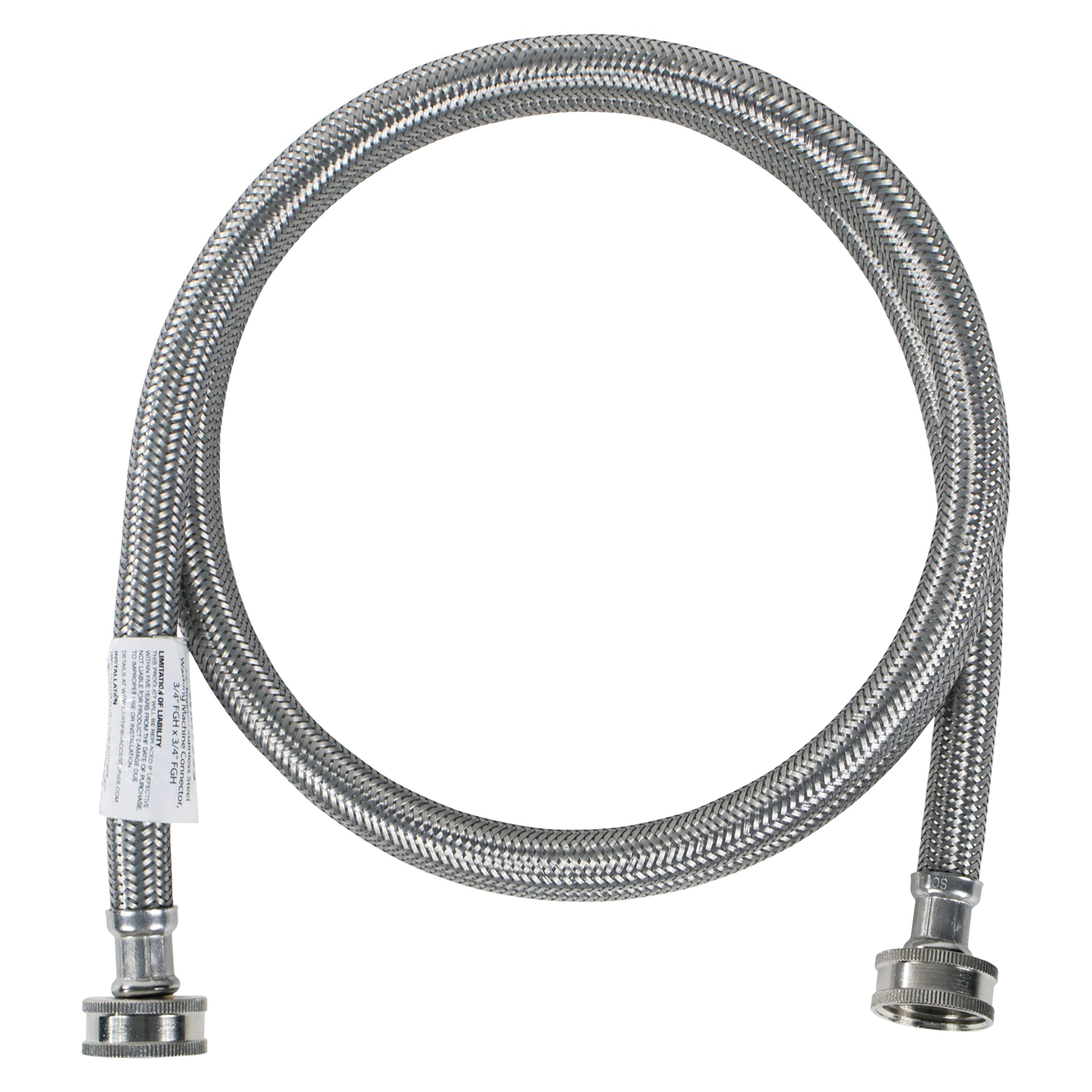 Certified Appliance Accessories Braided Stainless Steel Washing Machine Hose — 6ft., Model# WM72SS